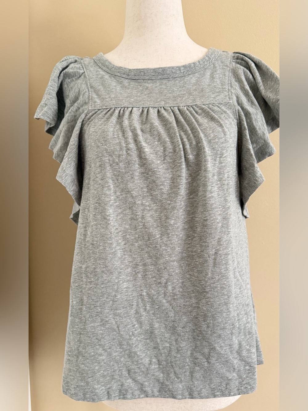 Light Sage Green Ruffled Cotton Tank Top Women’s size XS